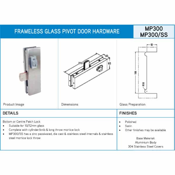 Modern Bottom or Centre Patch Lock (MP300)