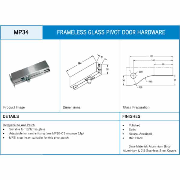 Modern Overpanel to Wall Patch Fitting (MP34)