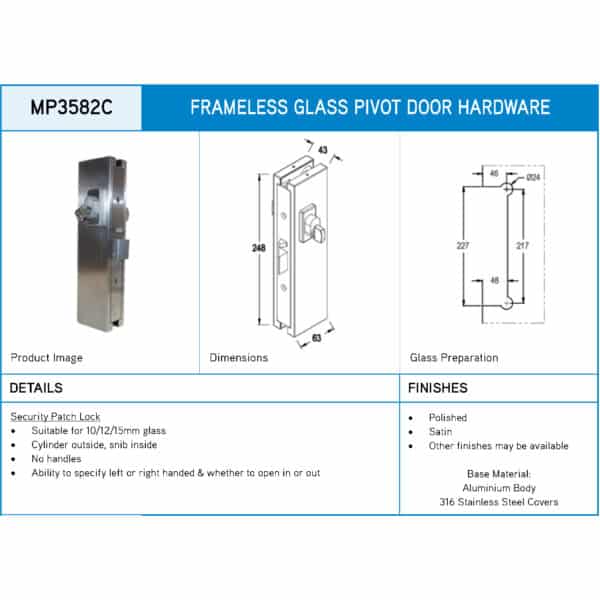 Modern Heavy Duty Lever Patch Lock (MP3582/S2-C)