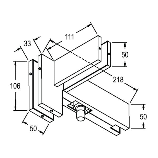 Modern Overpanel to Side Panel/Fin Mounting Patch Fitting with Pivot (MP41)