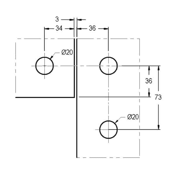 Modern Overpanel to Side Panel Patch Fitting with Stop (MP61)