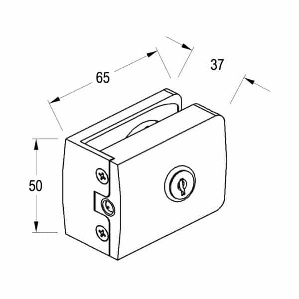 Modern Slide-On Glass to Wall/Floor Patch Lock (MP65)