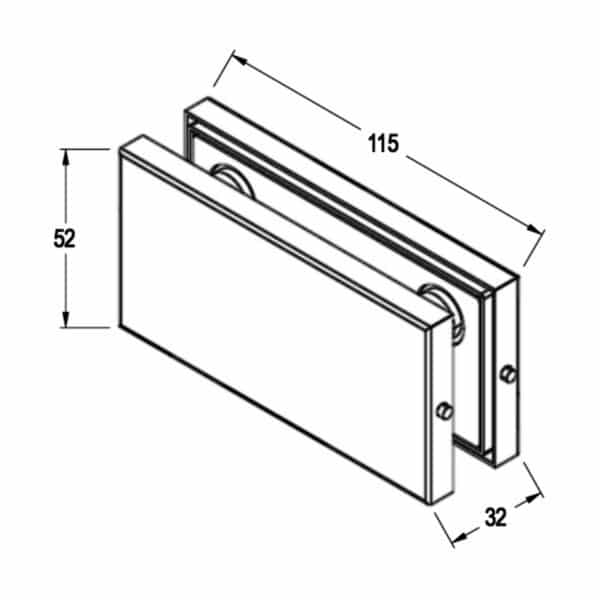 Modern 2 Panel Glass to Glass Patch Fitting (MP84)