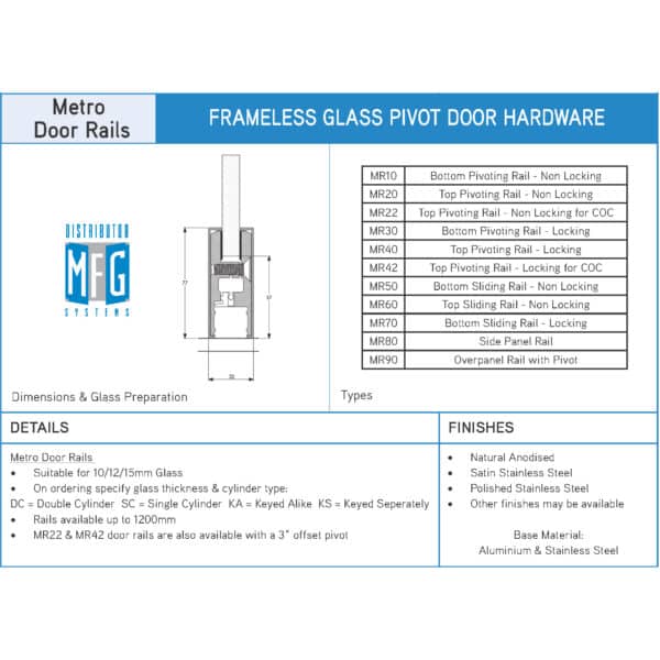 Modern Locking Top Pivoting Door Rail (MR40-...)