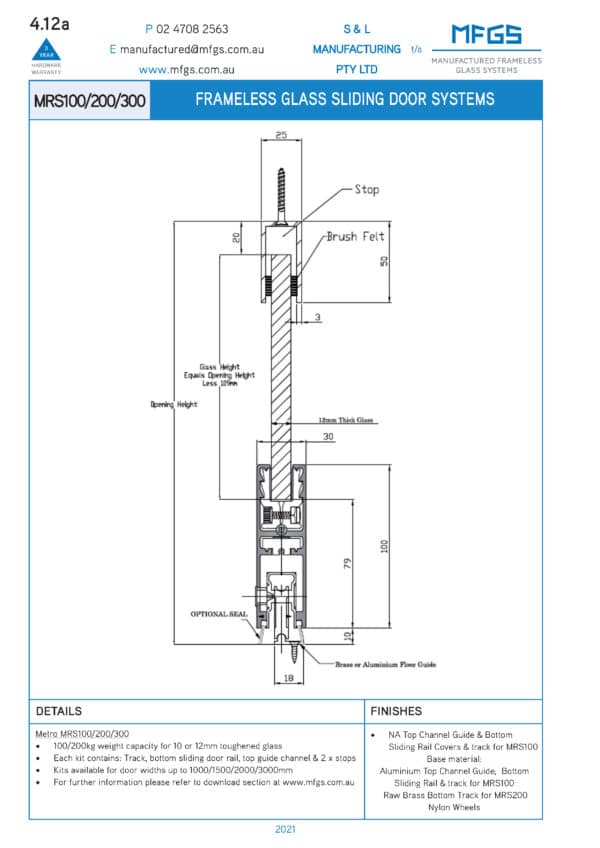 Modern MRS Ceiling Mount Kit for One Door (MRS...)