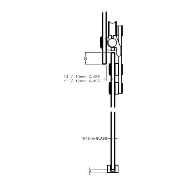 Modern Tube Slider - Glass Mount Kit for Two Fixed & One Highlite Panel (MTSG-2-...)