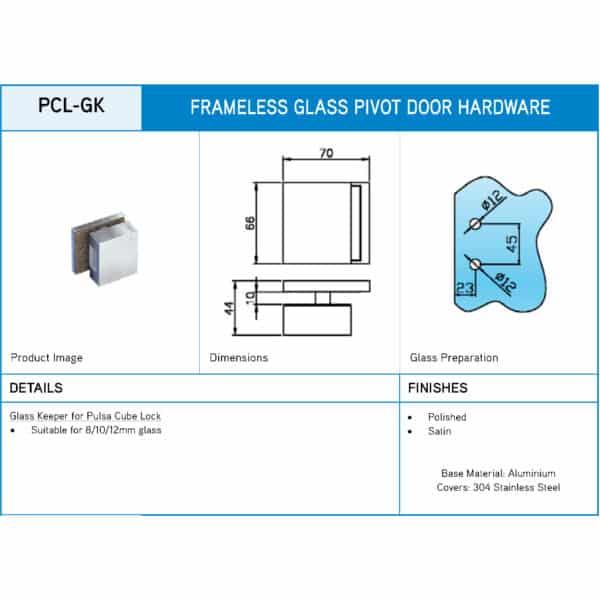 GFS Pulsa Cube Lock Glass Keeper (PCL-GK)