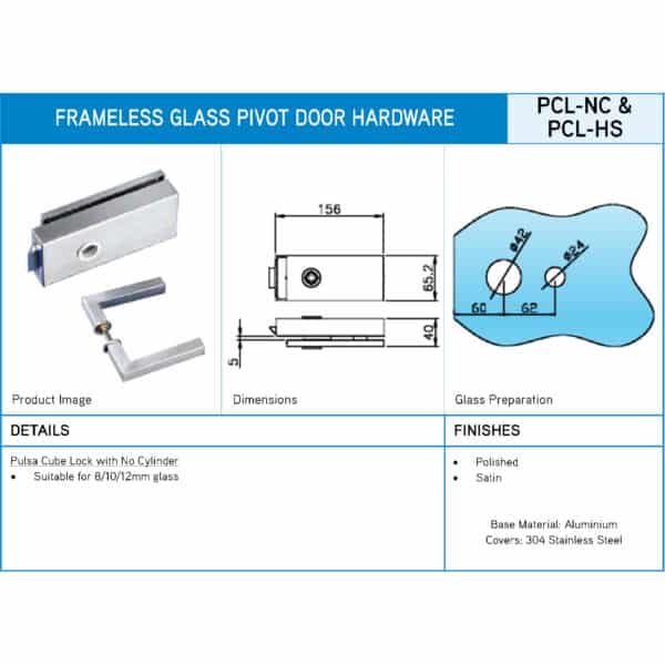 GFS Pulsa Cube Lock with no Cylinder (PCL-NC)