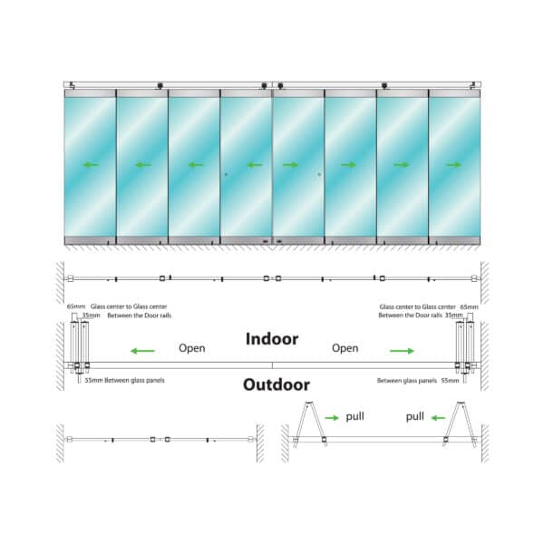 GCC Folding Glass Door System - Rail Type