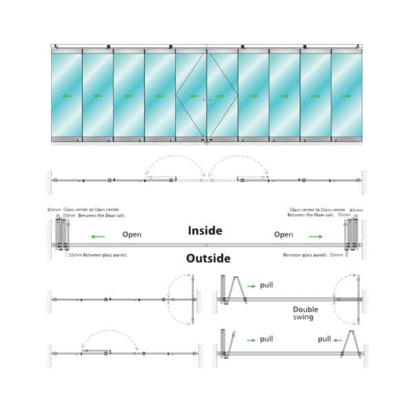 GCC Folding Glass Door System - Rail Type
