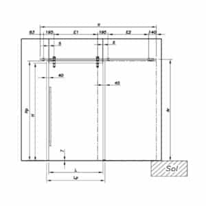 Sadev Strong Sliding Door - Glass Mount Kit for Two Fixed & One Highlite Panel
