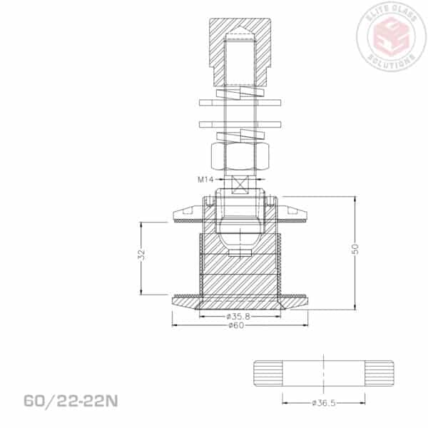 M14 Outer Disk Articulated Swivel Assembly (60/22-22n)