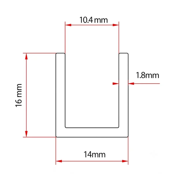 Elite Aluminium Frameless Shower Channel Section (CH15)