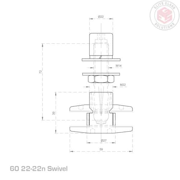 M14 Outer Disk Articulated Swivel Assembly (60/22-22n)