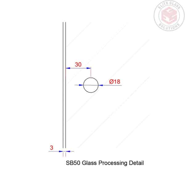 Elite 90° Square Frameless Glass to Wall / Floor Shower Bracket (SB50.SQ)