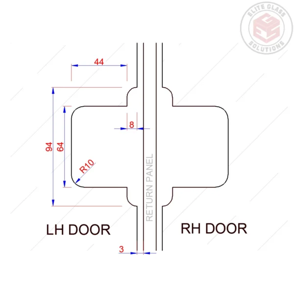 Modern/Elite 180° Glass to Glass Heavyweight Shower Hinge (MF1-LBB/ES1.LB2B)