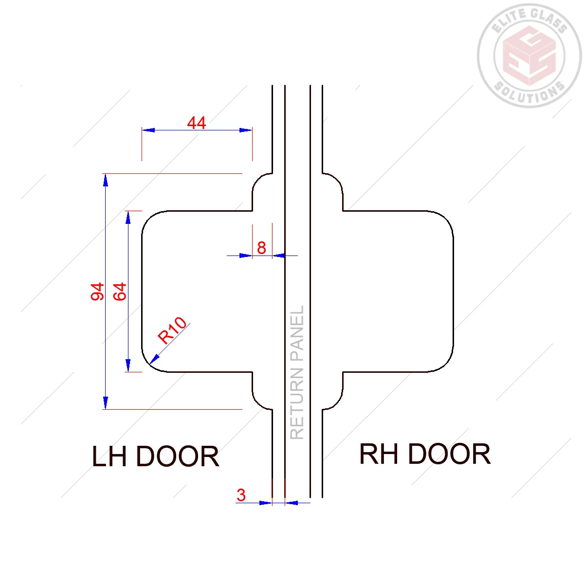 Modern/Elite 180° Glass to Glass Heavyweight Shower Hinge (MF1-LBB/ES1.LB2B) - Image 5