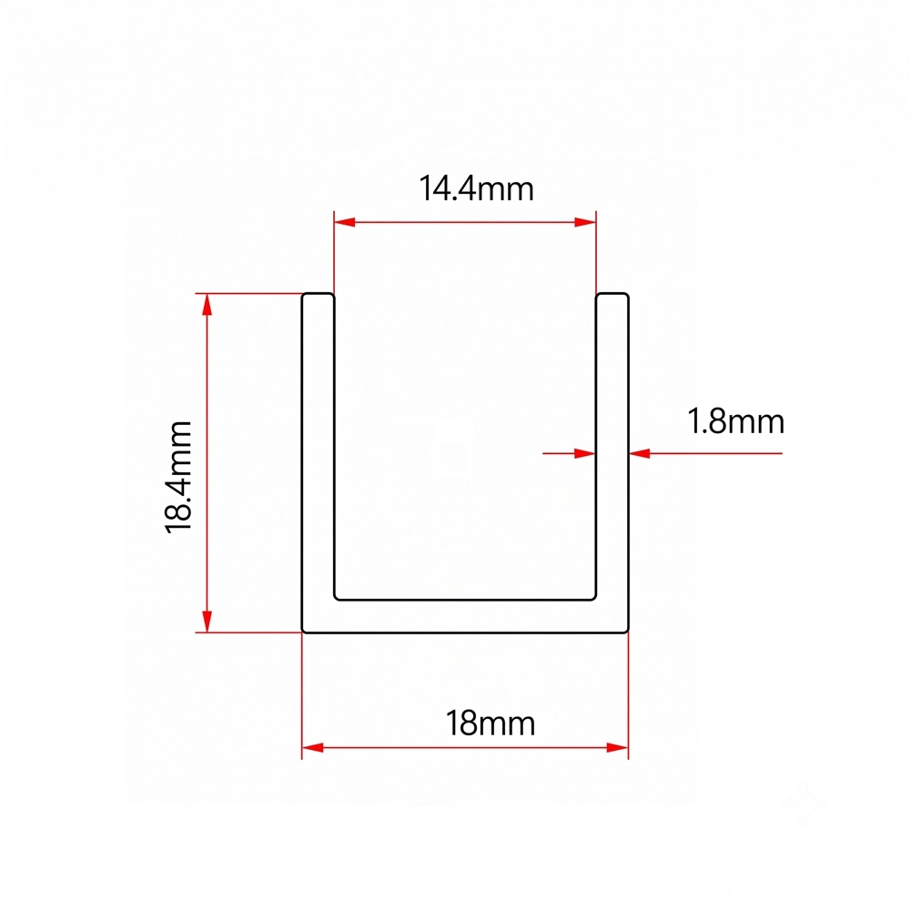 Elite Aluminium Frameless Shower Channel Section (CH18) - Image 2