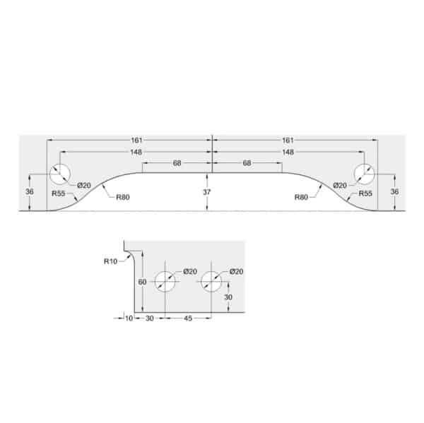 Stella Highlight Patch Fitting with Dual Pivots for Double Doors