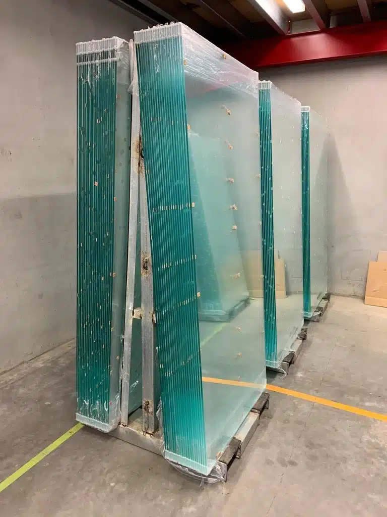 Ultra Clear Glass Panels in Sydney warehouse