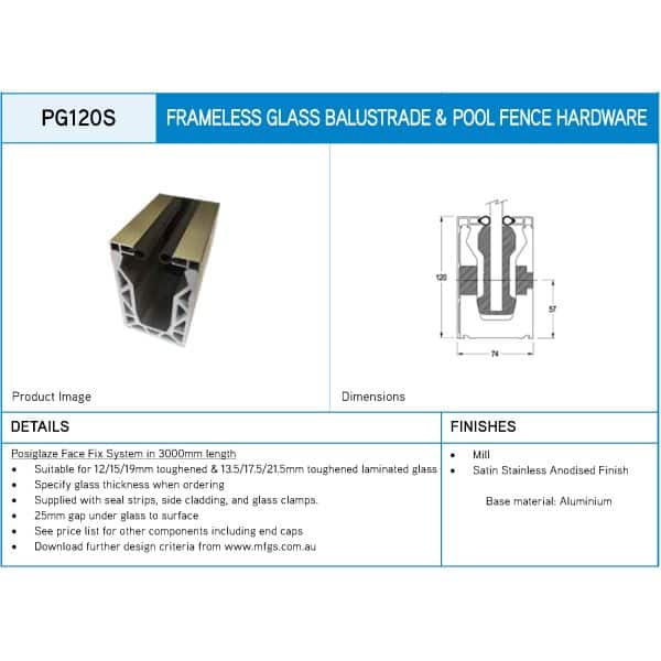 Posi-Glaze Side Fix Balustrade Channel Kit (PG120S-...)