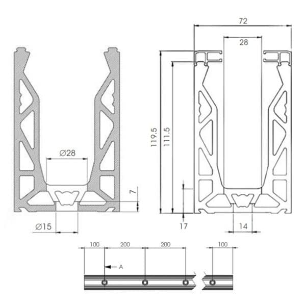 Posi-Glaze Base Drilled Balustrade Channel (PGC-010)