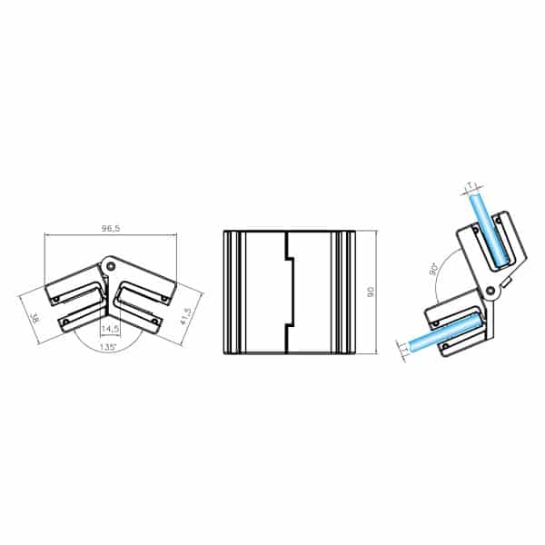 GFS Thiene Heavyweight 135° Glass to Glass Friction Fit Hinge