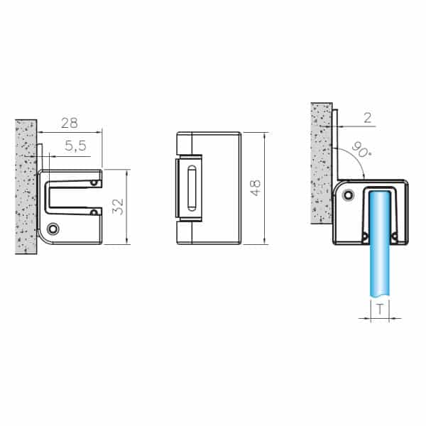 GFS Thiene Miny Lightweight Glass to Wall Friction Fit Hinge