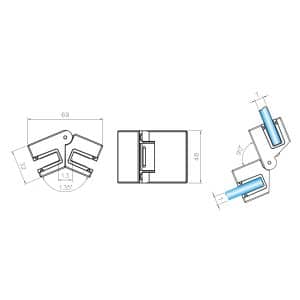 GFS Thiene Miny Lightweight 135° Glass to Wall Friction Fit Hinge