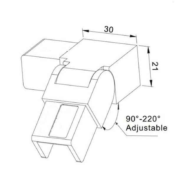 Elite Adjustable Vertical Lefthand Joiner for EH.TOPRAIL.SQ (EH.90.ADJ.LEFT)