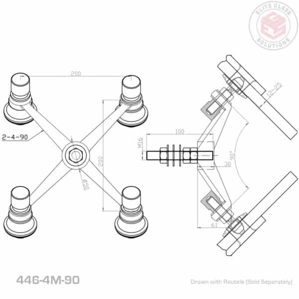 Elite 4-Way 90° Heavy Duty Post Fix Spider Fitting (446/4/90)