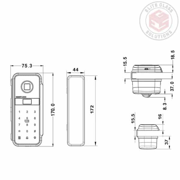 Smart Digital Door Lock - Glass to Glass