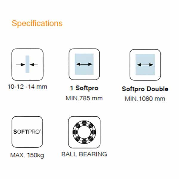 Saheco SV-X150 Frameless Glass Sliding Door Hardware Kit