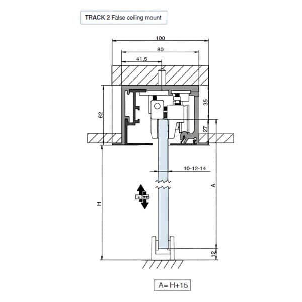 Saheco SV-X150 Frameless Glass Sliding Door Hardware Kit