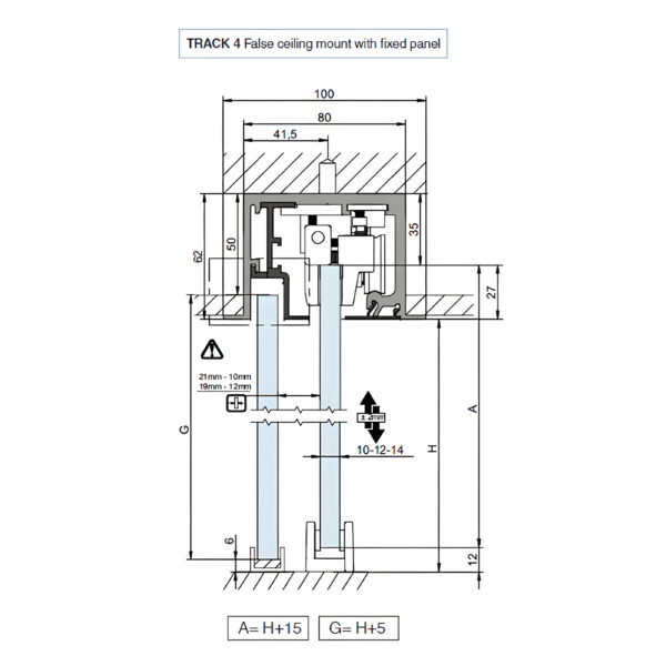 Saheco SV-X150 Frameless Glass Sliding Door Hardware Kit