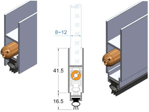 GCC Auto Levelling Drop Seal for Frameless Glass (DS-4114)