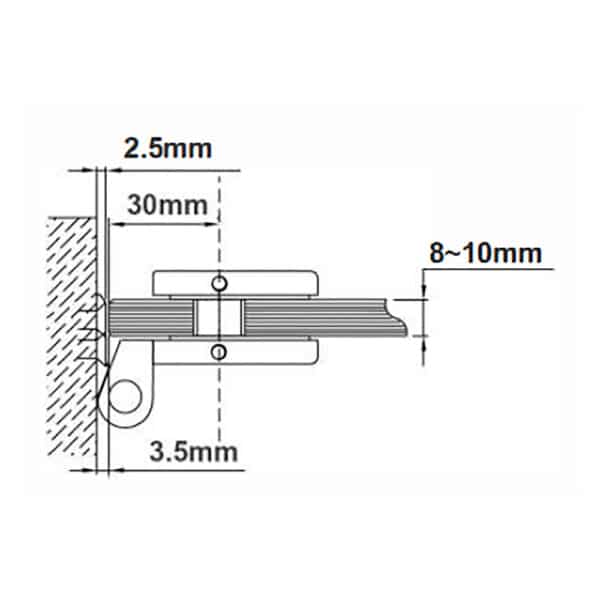 GCC Lever HInge - Glass to Wall (LH-86)